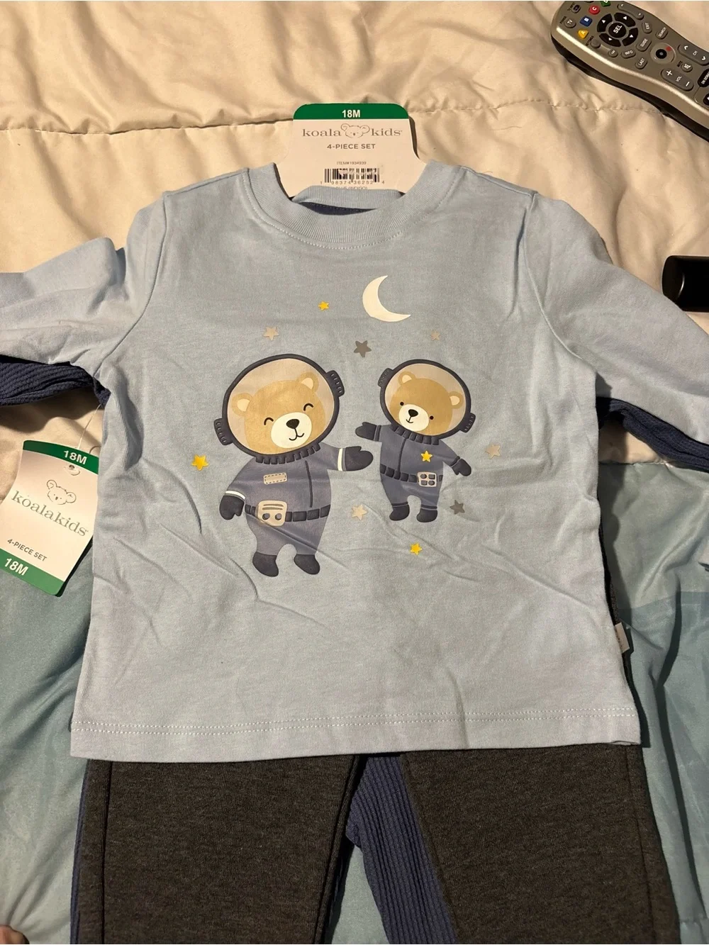 Koala Kids Boys Navy & Light Blue 2-Piece Matching Sets - Space Bear Print